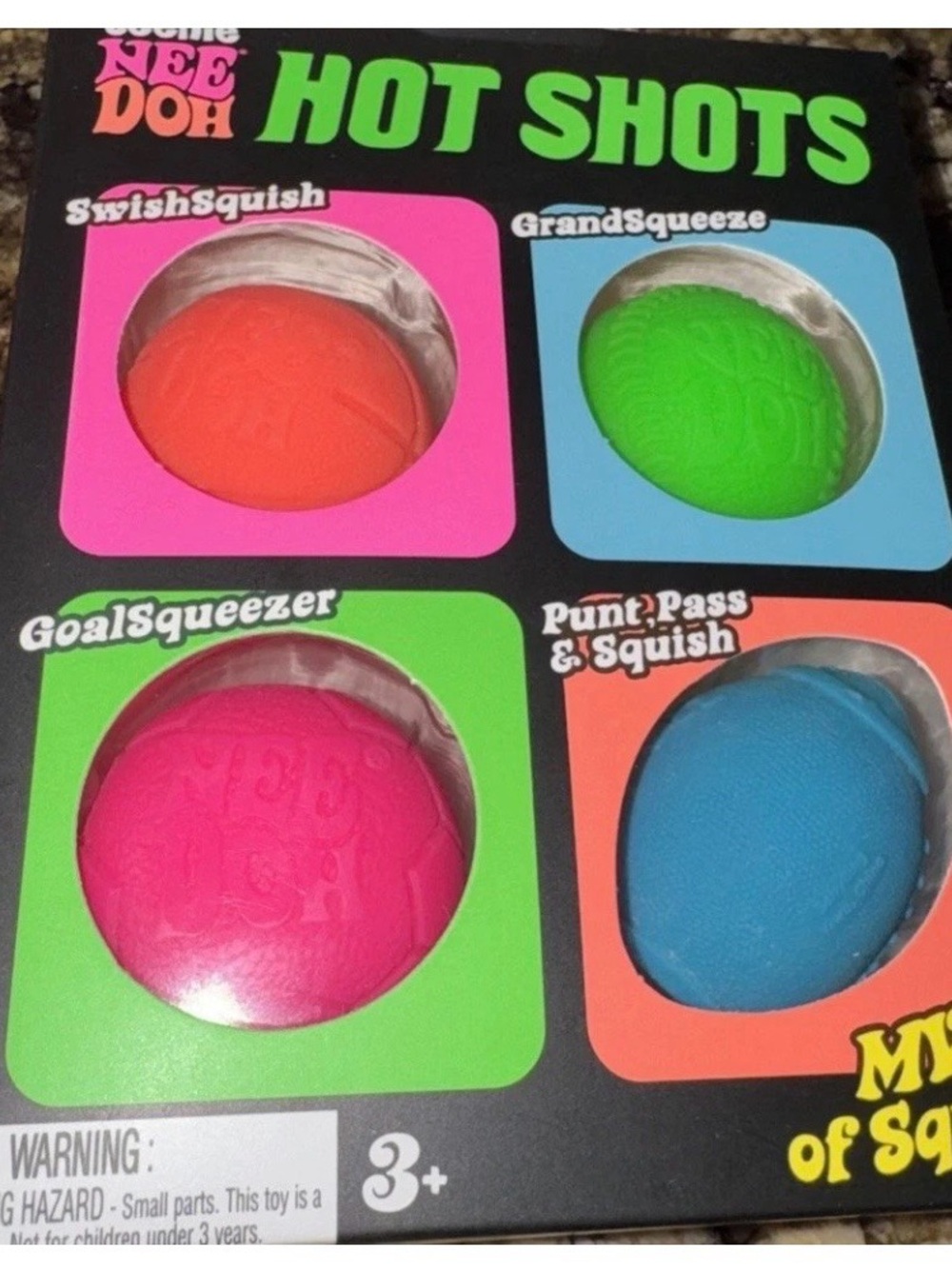 NeeDoh Teenie Hot Shots Ball Set - (basketball, baseball, soccer, football)